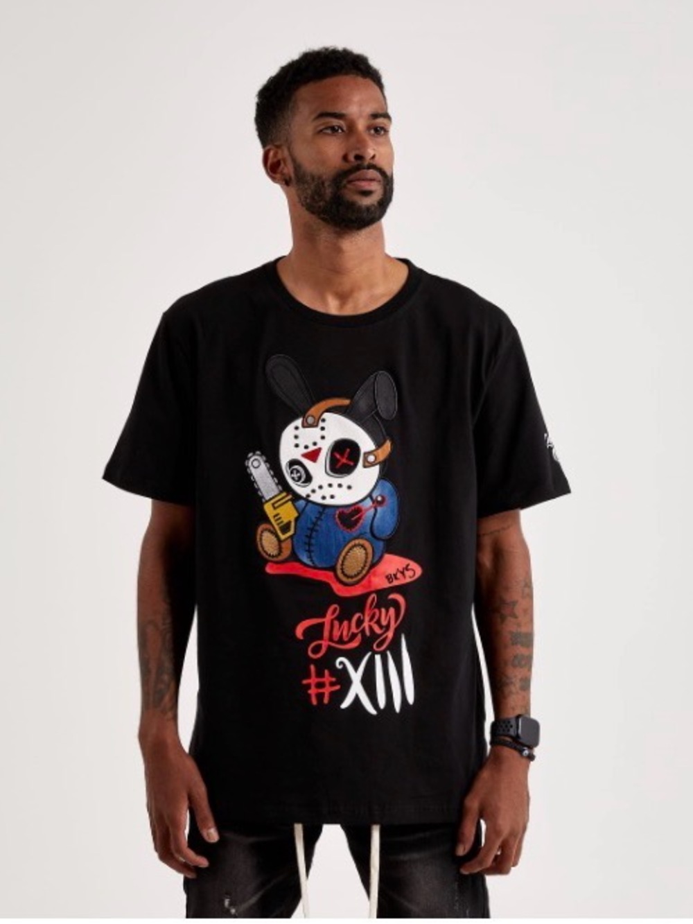 Black Keys BKYS Original Lucky #13 Charm Appliqué Jason Black T-shirt Men's M